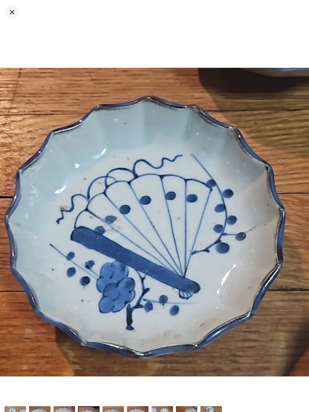 Antique Japanese Dipping bowls Blue Delft Butterfly Small Setb5